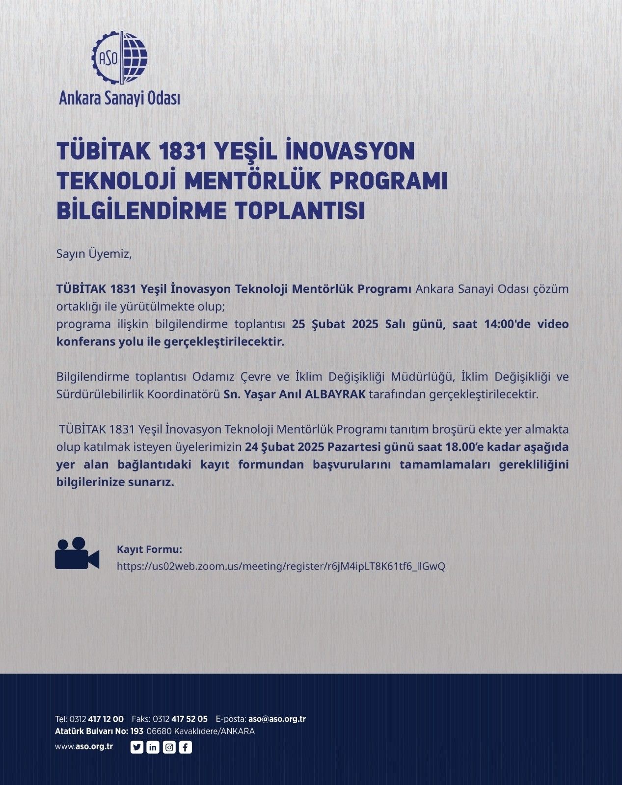 TÜBİTAK 1831 Ön Bilgilendirme Talep Formu